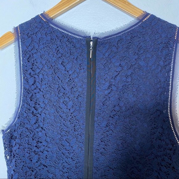 Rebecca Taylor Tank Lace Mix Pleat Dress Size 12 - Picture 6 of 12